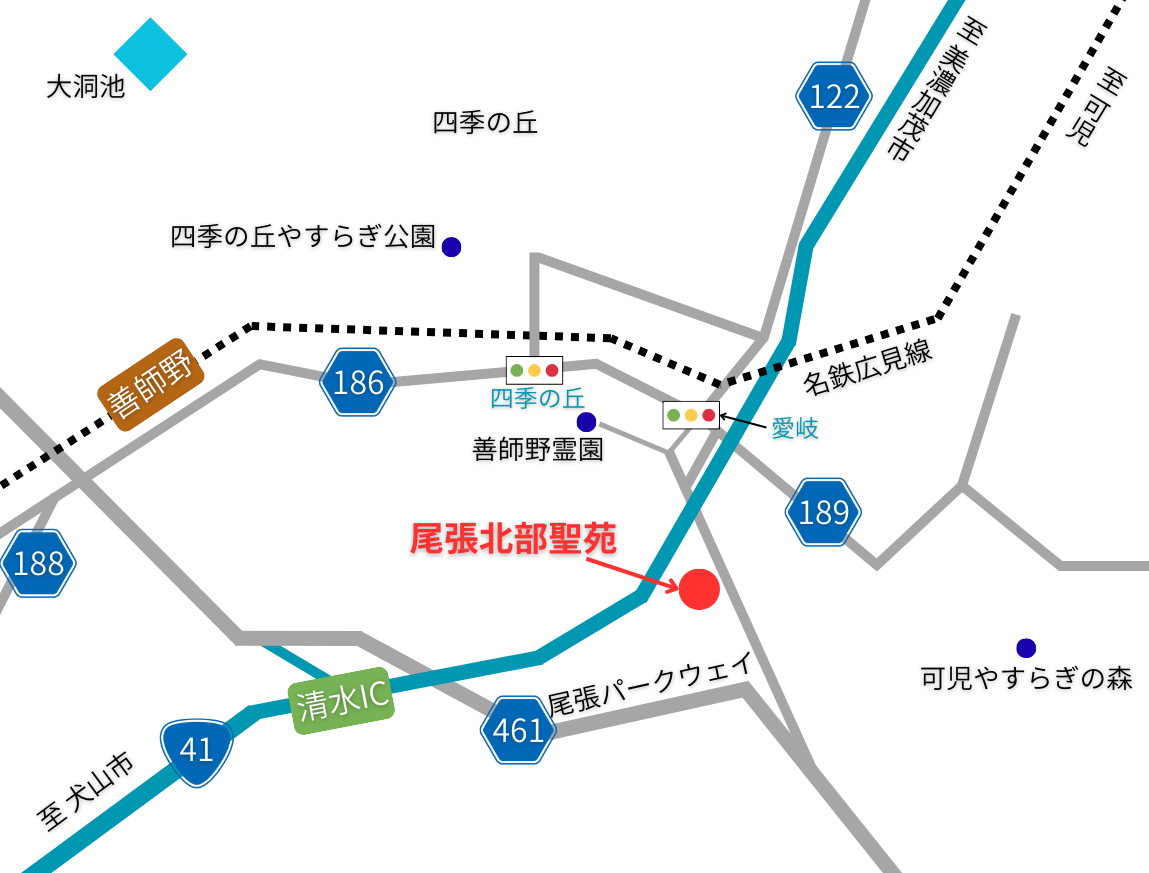 尾張北部聖苑の周辺地図